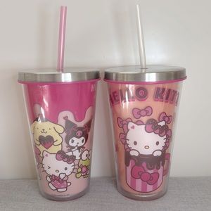 Hello Kitty and Friends Sanrio | Valentines 17 oz Straw Tumblers Bundle